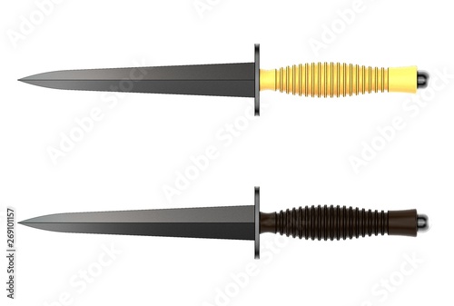 3d illustration of dirk knife isolated on white