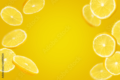 Slices of lemon fruit background