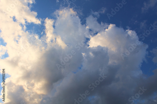 Large thunderstorm clouds. Close-up. Background. Landscape.