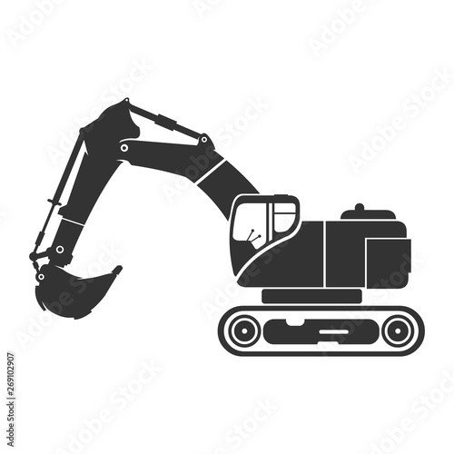 Digger Excavator Icon Vector Illustration Silhouette