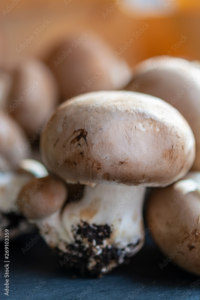 Fresh organic brown chestnut champignons from underground caves in Belgium Fresh organic brown chestnut champignons from underground caves in Belgium