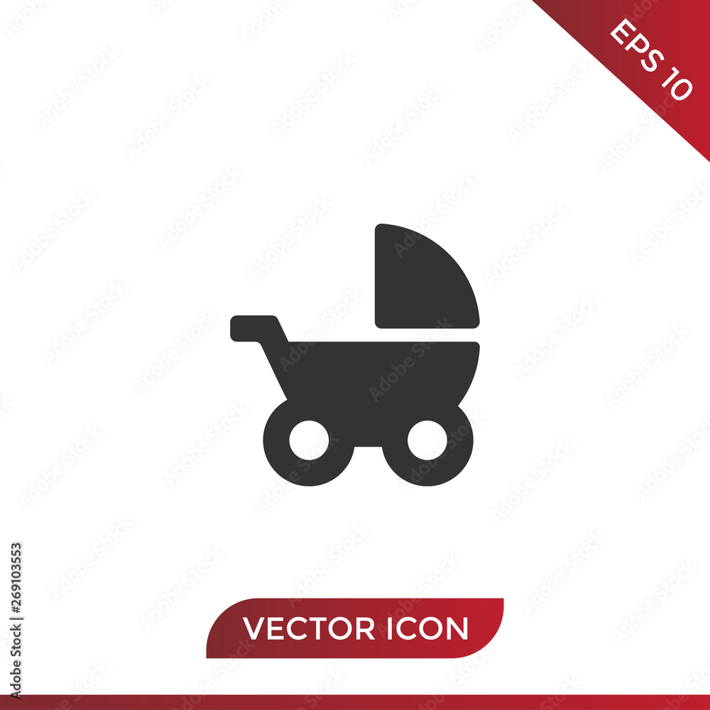 Baby stroller vector icon Baby stroller vector icon