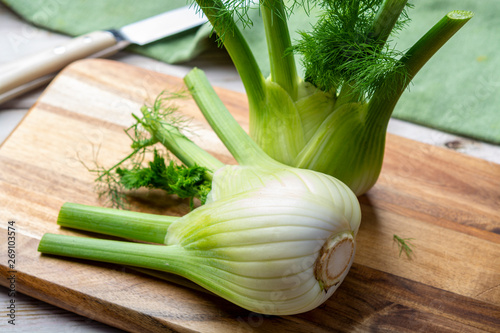 Healthy vegetable diet, raw fresh florence fennel bulbs