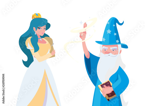 beautiful princess with wizard of tales characters