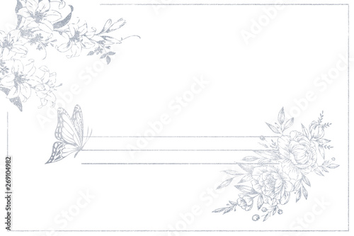 Wedding Card template. abstract floral background with flowers