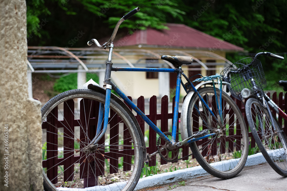 Close-up of old bikes outdoor Close-up of old bikes outdoor