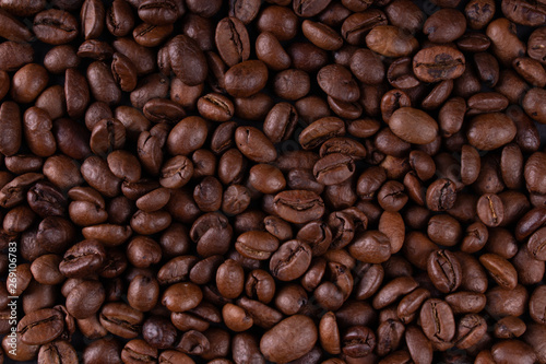 A layer of black roasted coffee