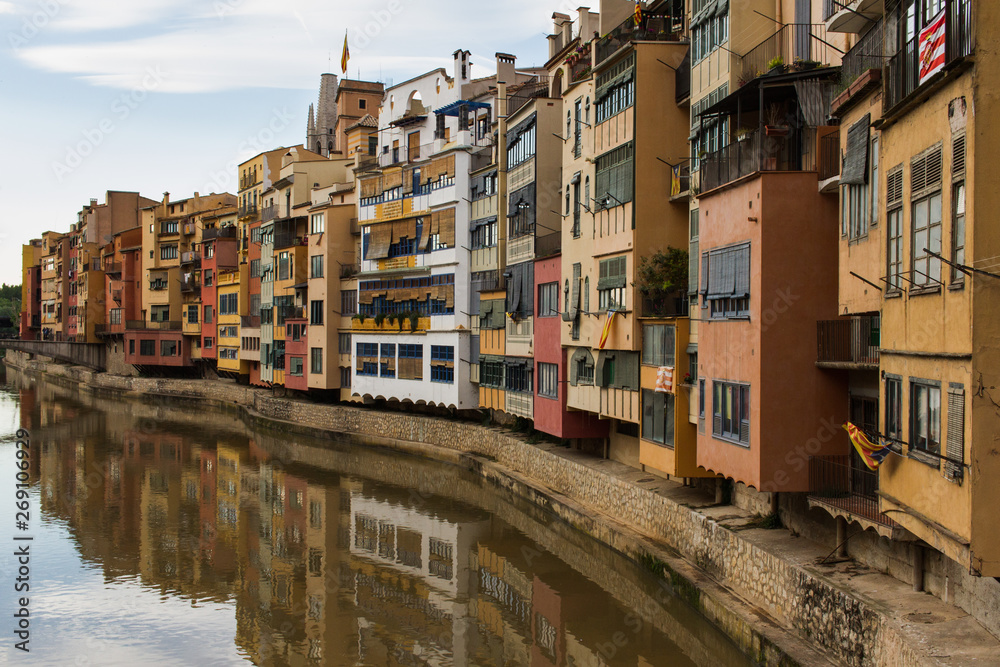 Buildings and reflection in Girona Spain