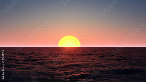 Sea Sunset background 3D Rendering