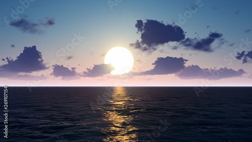 Fototapeta Naklejka Na Ścianę i Meble -  Sea Sunset background 3D Rendering