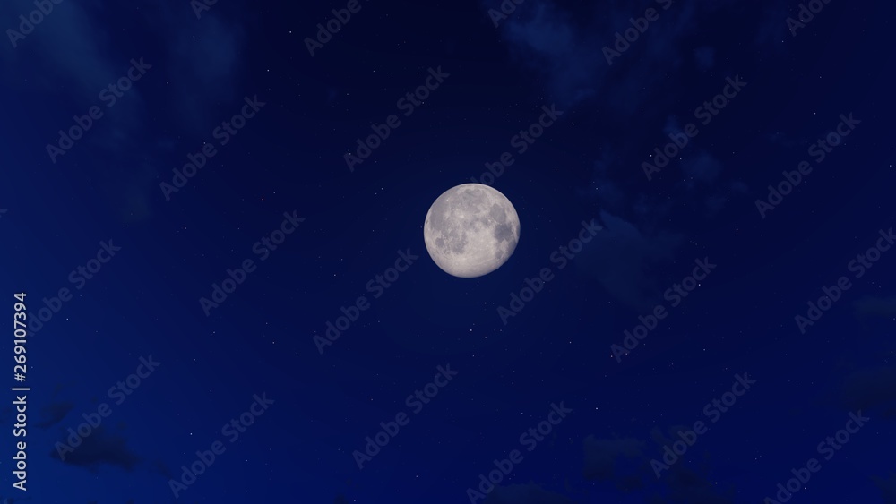 Night Moon Background 3D Rendering