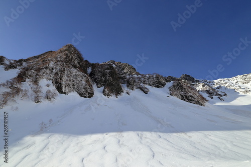 残雪期の涸沢カール ( Hotaka mountain range covered with the remaining snow at Karasawa curl. )