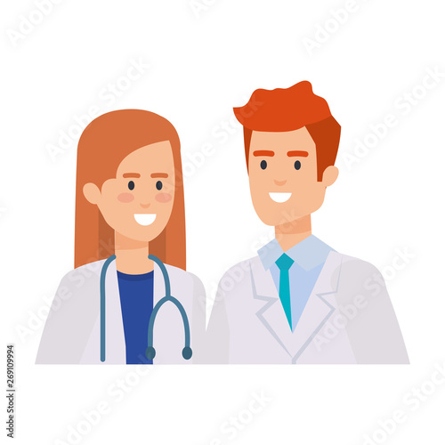 couple of professionals doctors avatars characters