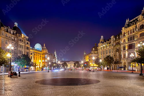 View Of Porto City Center with Main Street During Blue Hour Time. in Portugal