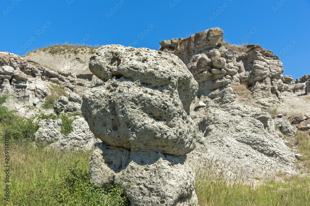 Landscape with Rock formation The Stone Dolls of Kuklica near town of Kratovo, Republic of North Macedonia