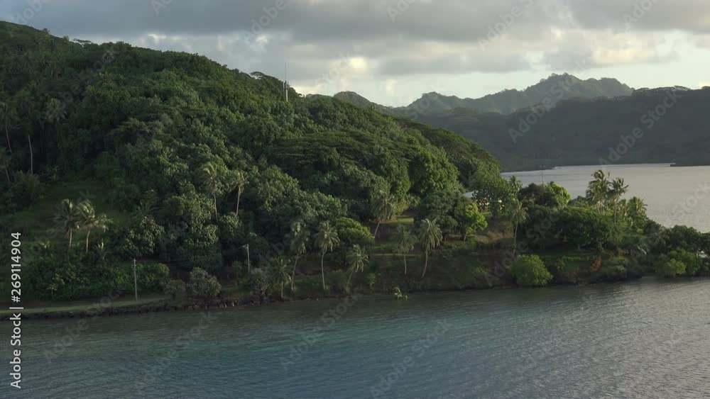 Verdant mountains and hills of Raiatea near Uturoa, Raiatea, French Polynesia Verdant mountains and hills of Raiatea near Uturoa, Raiatea, French Polynesia