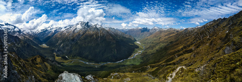 Absolutely amazing view from cascade saddle into Mt. Aspiring valley in New Zealand