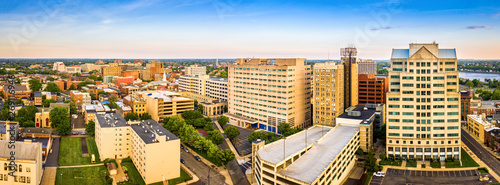 Fototapeta Naklejka Na Ścianę i Meble -  Aerial panorama of Trenton New Jersey skyline on a late sunny afternoon