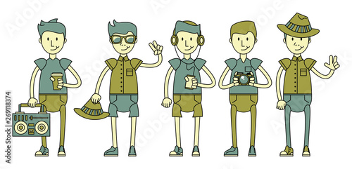 Cool hipster guys characters