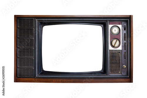 Old televition on white background.