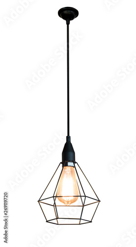 Modern hanging lamp, isolated on white background.