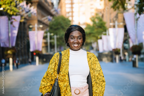 portrait of young woman in the city