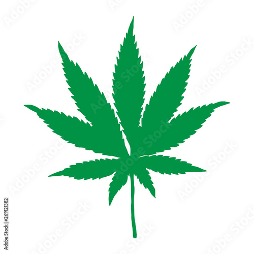 Isolated Marijuana leaf on the white background. Vector EPS 10.