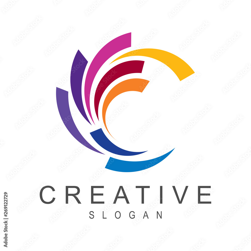 initial/monogram C logo design in colorful line art style Stock Vector |  Adobe Stock