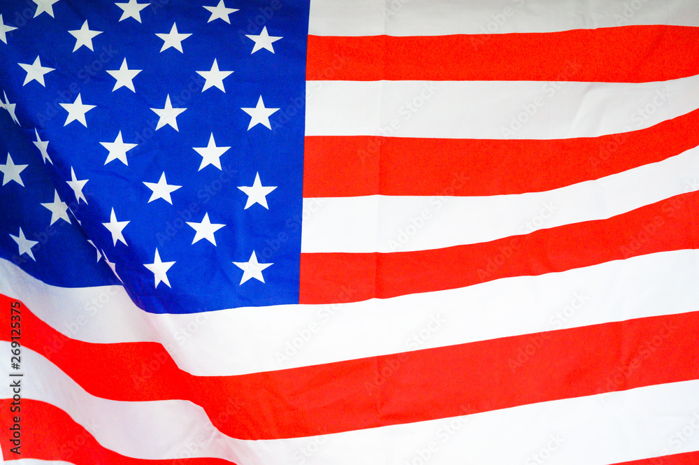 Fototapeta premium America flag waving with the wind for memorial day.