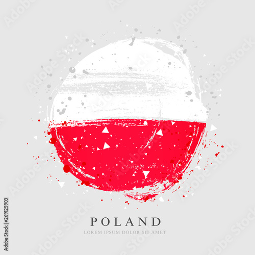Polish flag in the form of a large circle. Vector illustration