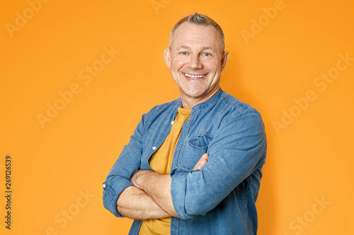 Handsome middle-aged man on...