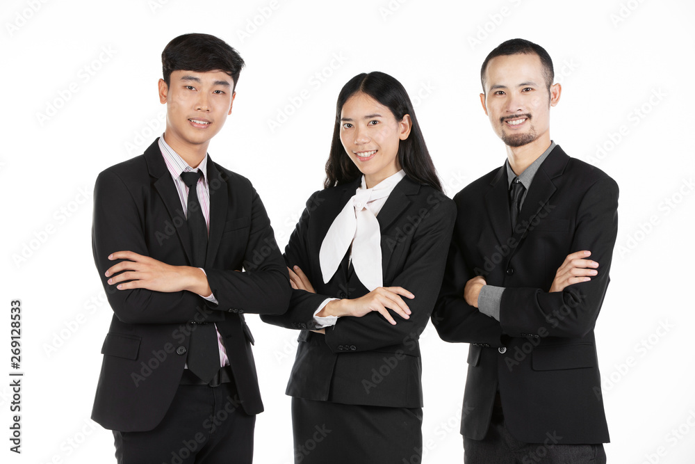 Group of asian business people isolated on white . Group of asian business people isolated on white .