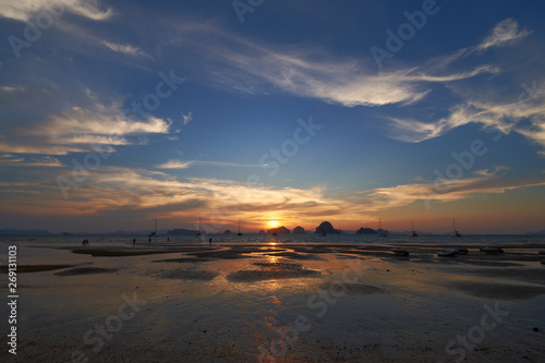 A sunset view from Tubkaak Beach  Krabi  Thailand.