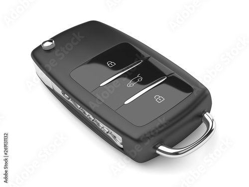 3d render of car key over white photo