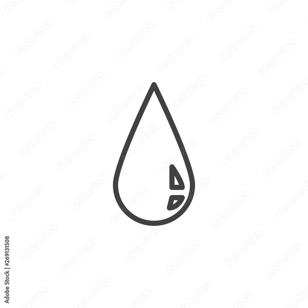 Blood drop line icon. Water droplet linear style sign for mobile concept and web design. Abstract drop outline vector icon. Symbol, logo illustration. Vector graphics Blood drop line icon. Water droplet linear style sign for mobile concept and web design. Abstract drop outline vector icon. Symbol, logo illustration. Vector graphics