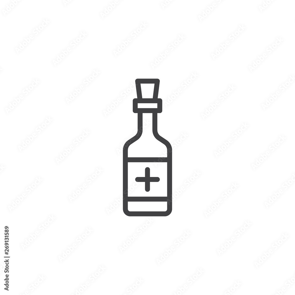 Medicine bottle line icon. linear style sign for mobile concept and web design. Medical bottle outline vector icon. Health care symbol, logo illustration. Vector graphics