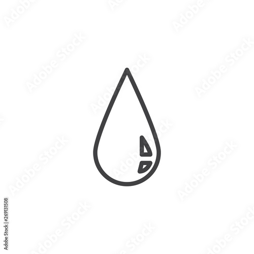 Blood drop line icon. Water droplet linear style sign for mobile concept and web design. Abstract drop outline vector icon. Symbol, logo illustration. Vector graphics