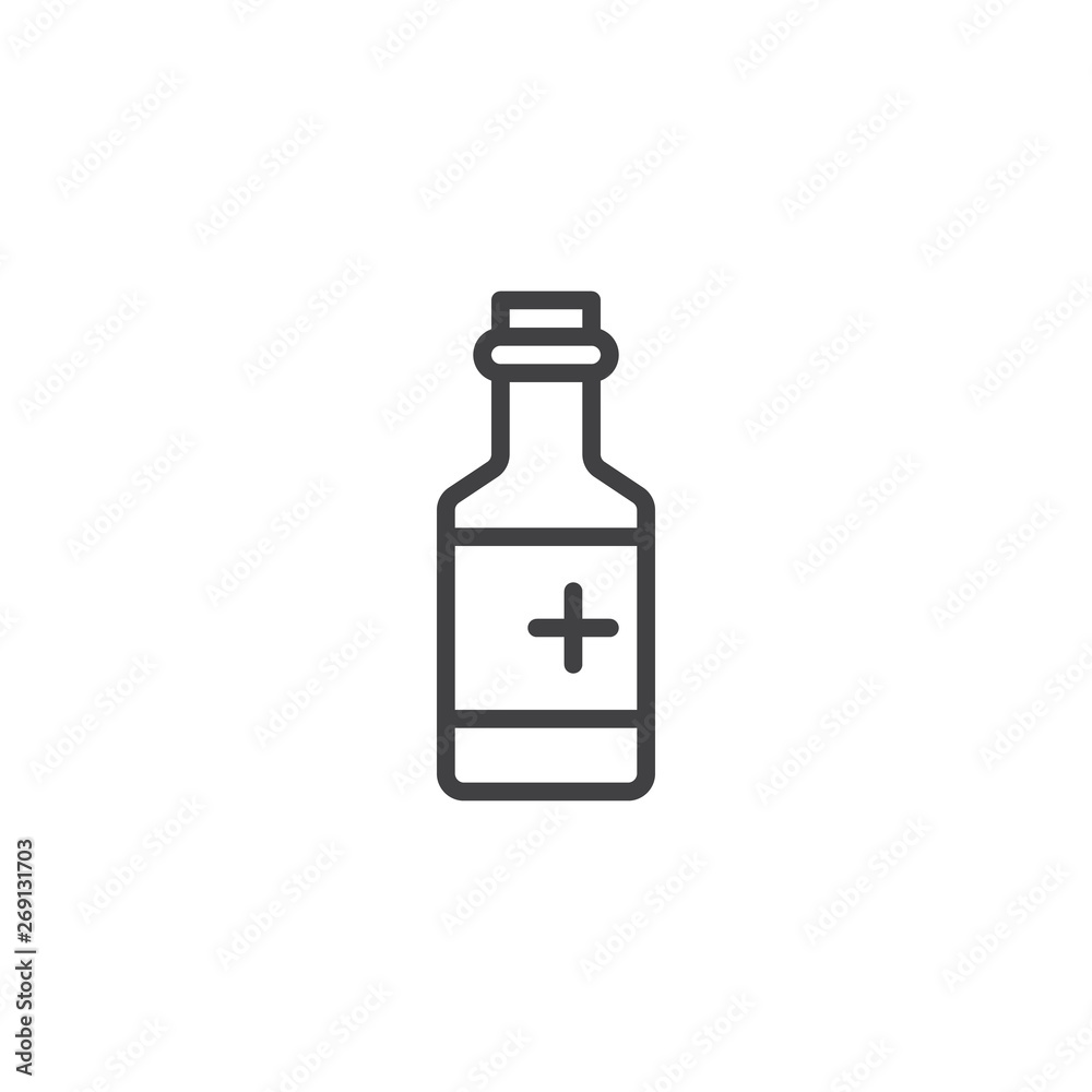Medicine bottle line icon. linear style sign for mobile concept and web design. Medical pills bottle outline vector icon. Symbol, logo illustration. Vector graphics Medicine bottle line icon. linear style sign for mobile concept and web design. Medical pills bottle outline vector icon. Symbol, logo illustration. Vector graphics