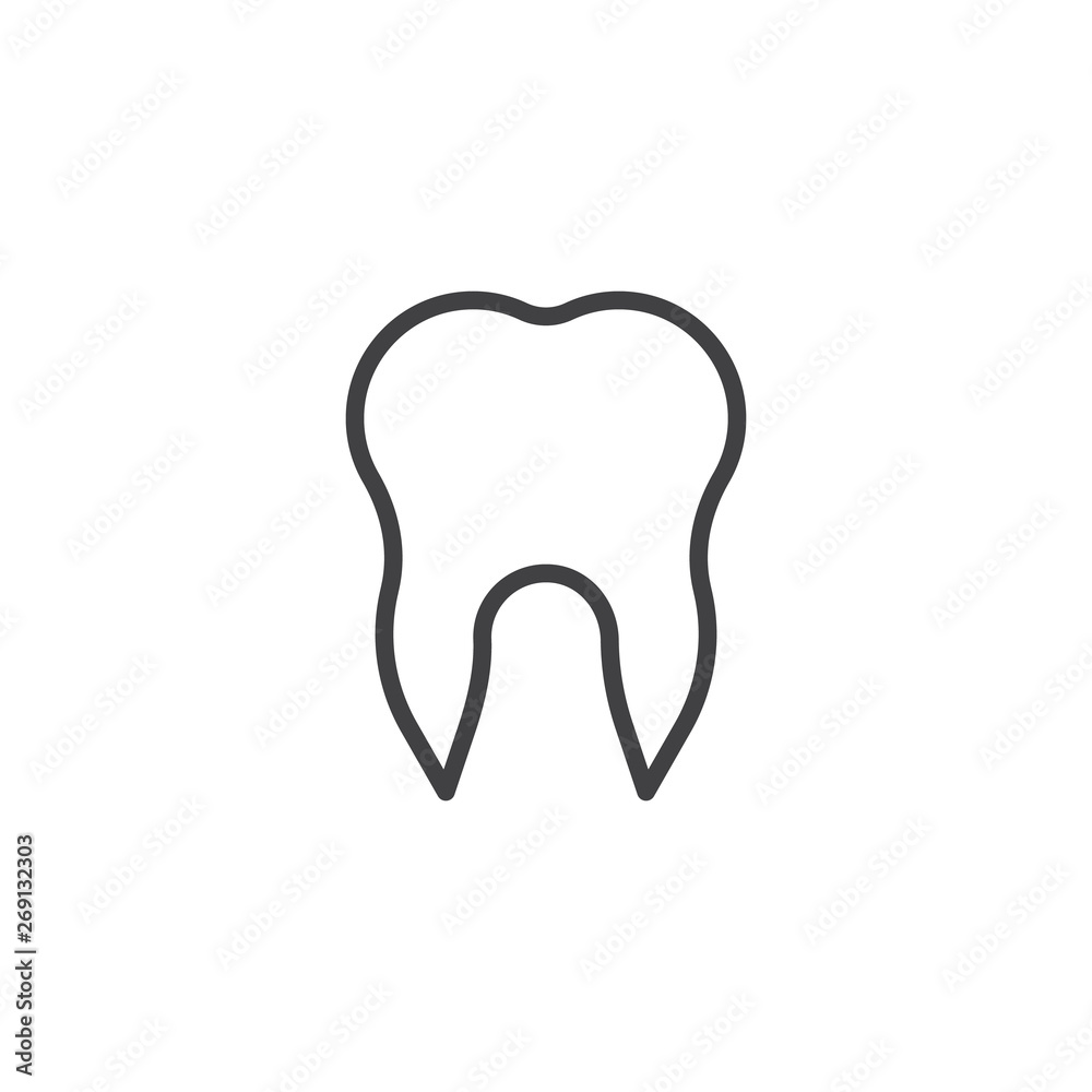 Human tooth line icon. linear style sign for mobile concept and web design. Root tooth outline vector icon. Dental clinic symbol, logo illustration. Vector graphics Human tooth line icon. linear style sign for mobile concept and web design. Root tooth outline vector icon. Dental clinic symbol, logo illustration. Vector graphics