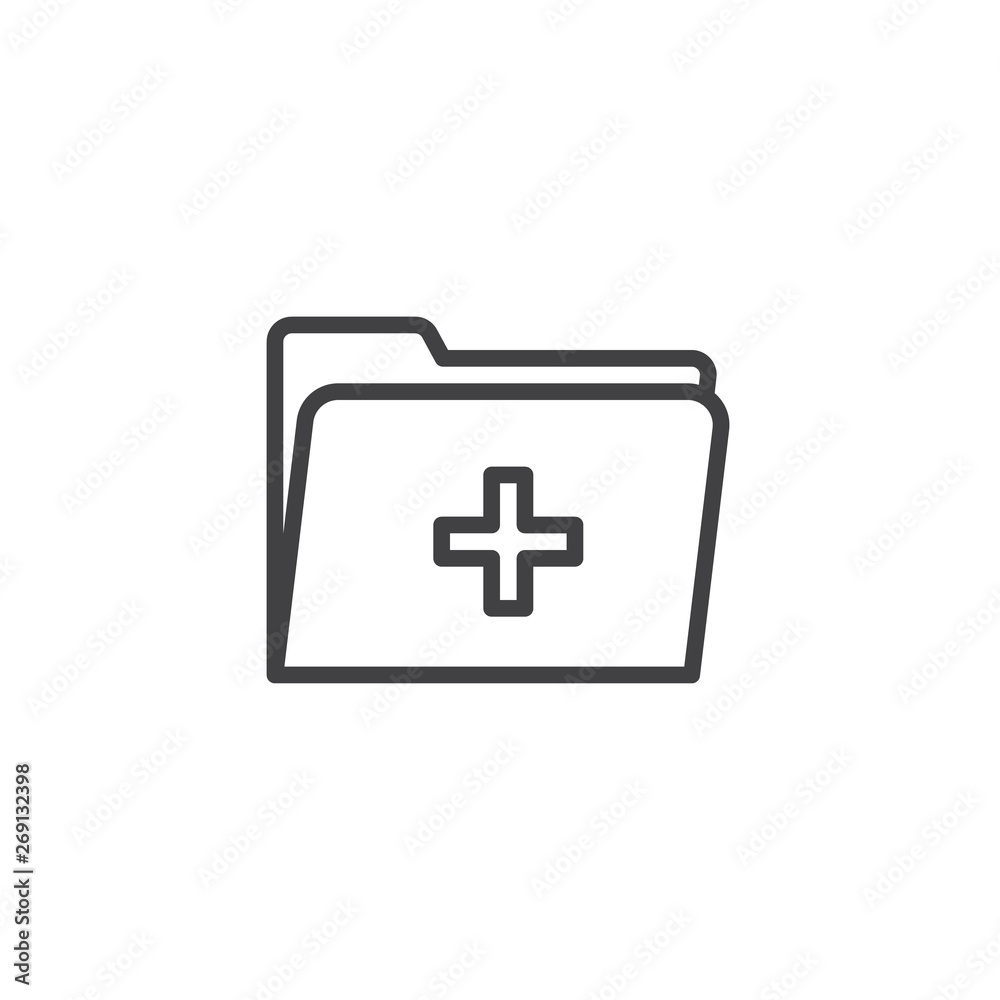 Medical Folder line icon. Hospital archive linear style sign for mobile concept and web design. File folder with medical cross outline vector icon. Symbol, logo illustration. Vector graphics Medical Folder line icon. Hospital archive linear style sign for mobile concept and web design. File folder with medical cross outline vector icon. Symbol, logo illustration. Vector graphics