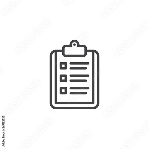 Checklist document line icon. linear style sign for mobile concept and web design. Medical record outline vector icon. Symbol  logo illustration. Vector graphics
