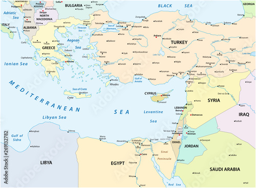 country map of the eastern mediterranean sea photo