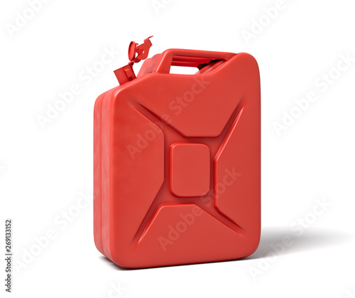 3d rendering of open red gas can isolated on white background. photo