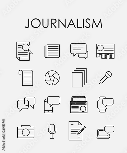 Simple collection of journalism related line icons.