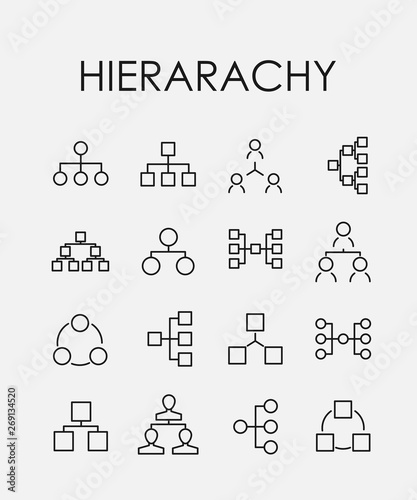 Hierarchy related vector icon set.