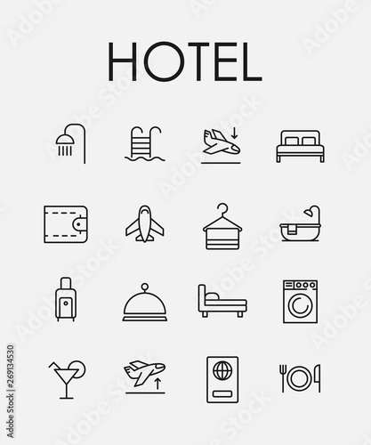 Premium set of hotel line icons.