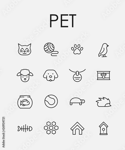 Set of pet icons in modern thin line style