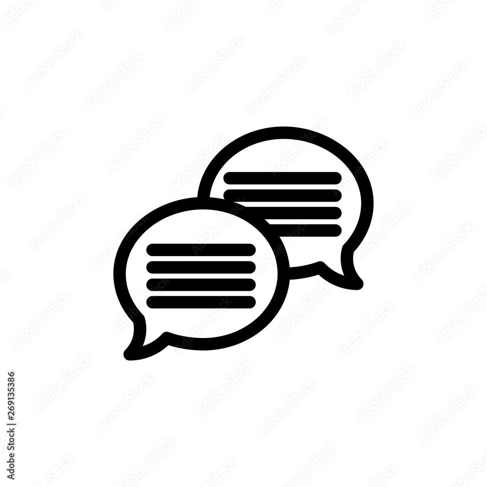 Flat icon of speech bubbles icon. Outline logo message - vector graphic Flat icon of speech bubbles icon. Outline logo message - vector graphic