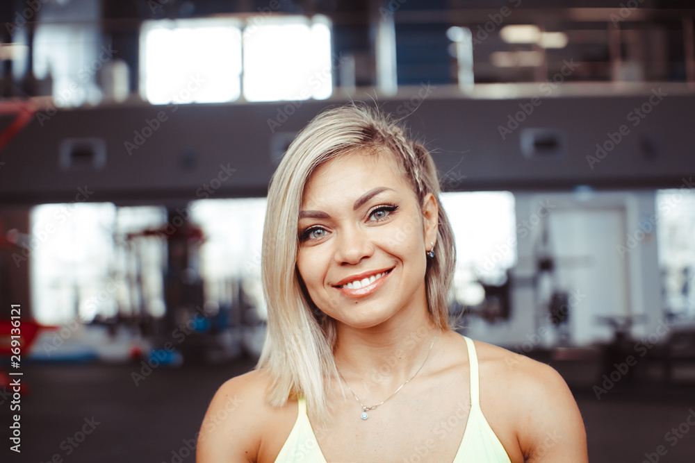 sporty girl close-up in the gym