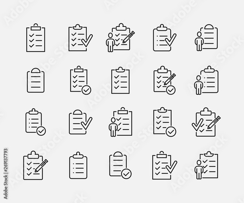 Clipboard related vector icon set.